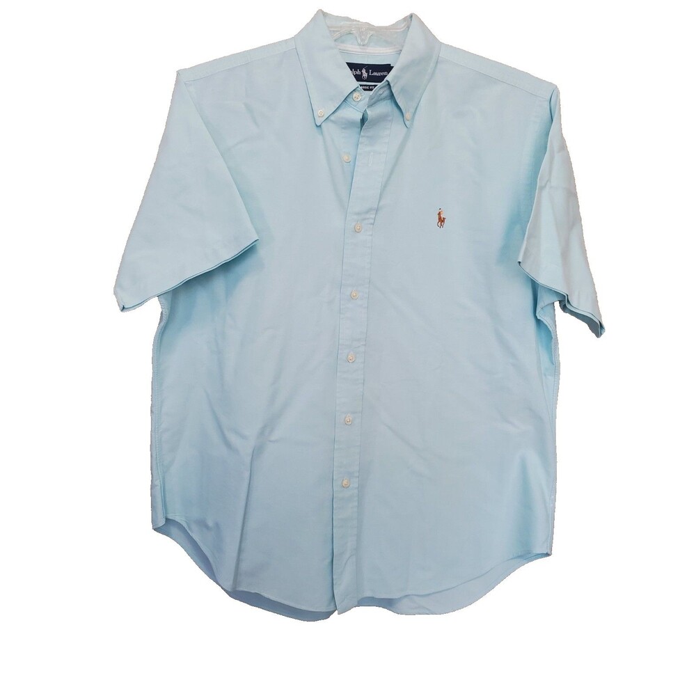 Ralph Lauren Classic Fit Men's Light Blue Cotton Button-Up Shirt Pony Sz Large